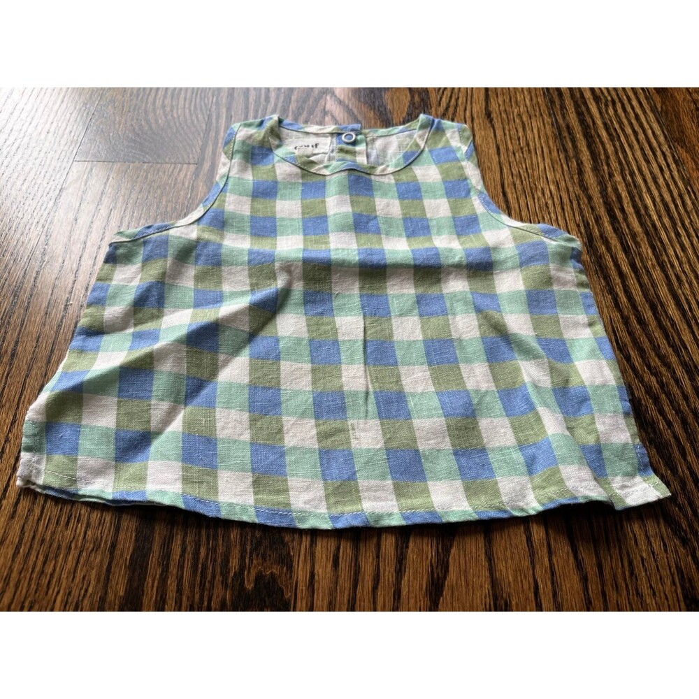 Oeuf Baby Linen Set - Moss/Gingham (6-12M) - Picture 3 of 8
